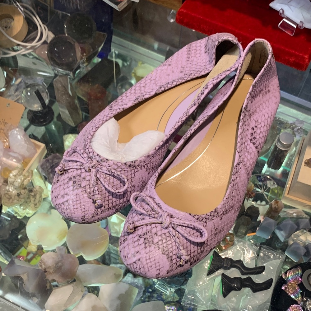 Vionic new Snakeskin Ballet Flats qvc lavender purple 6